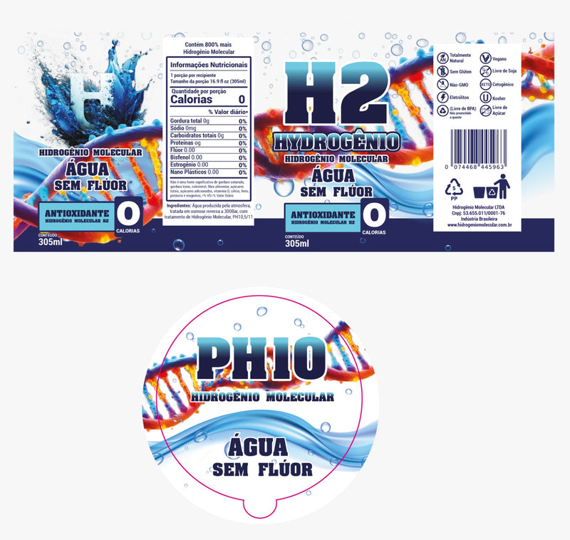 PROMOÇÃO 32 Copos HIDROGENIO MOLECULAR  SEM FLUOR PH10 305ML