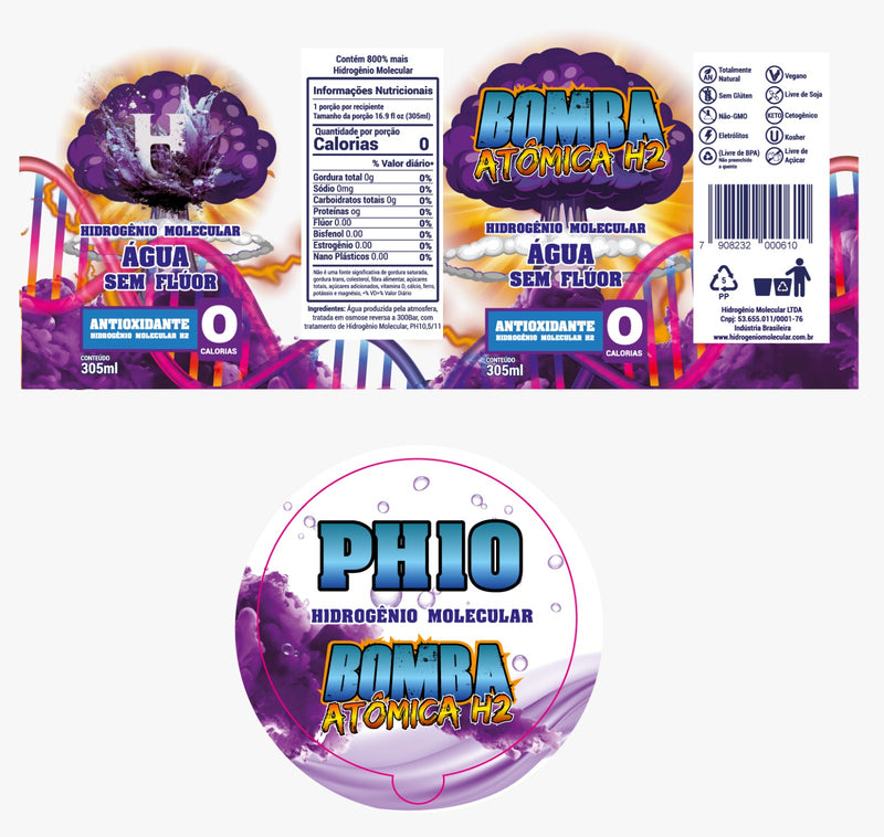 PROMOÇÃO 320 Copos Bomba Atômica - HIDROGENIO MOLECULAR PH10 305ML