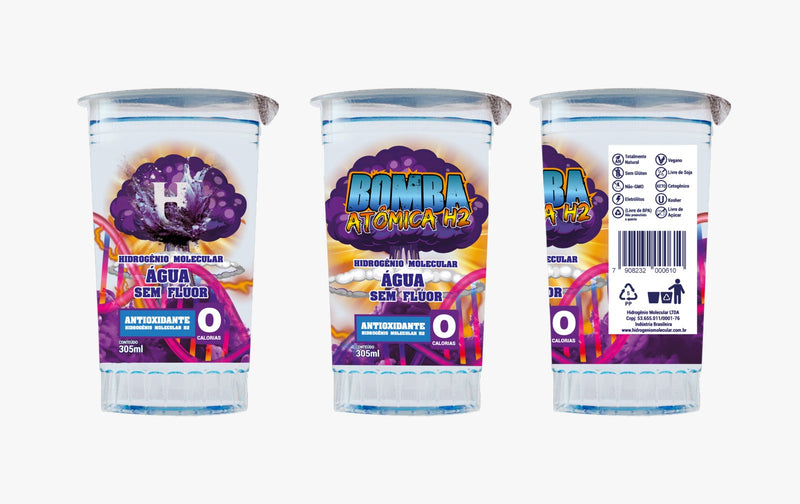 PROMOÇÃO 320 Copos Bomba Atômica - HIDROGENIO MOLECULAR PH10 305ML