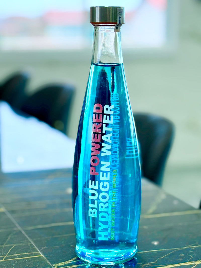 2 aguas Blue Powered 1 litro garrafa de vidro