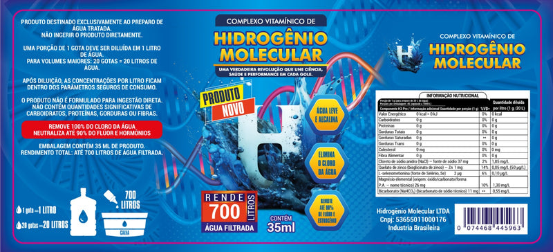 H2 Pró Gotas - elimina 100% Cloro, 90% Fluor e Neutraliza Hormonios