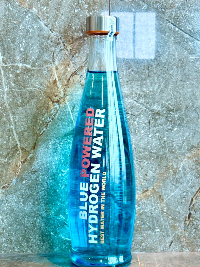 2 aguas Blue Powered 1 litro garrafa de vidro