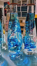 2 aguas Blue Powered 1 litro garrafa de vidro